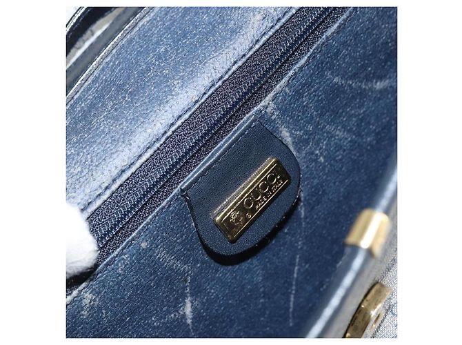 Gucci Borsa a Spalla Micro GG Supreme PVC Navy Gold 004 58 0264 Auth 166623 D'oro Blu navy - vista 19