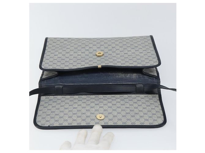 Gucci Borsa a Spalla Micro GG Supreme PVC Navy Gold 004 58 0264 Auth 166623 D'oro Blu navy - vista 9