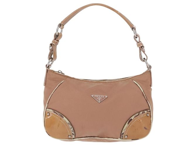 Borsa a Spalla PRADA Nylon Beige Argento Autentica 169041 - vista 13