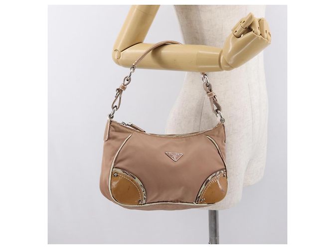 Borsa a Spalla PRADA Nylon Beige Argento Autentica 169041 - vista 23