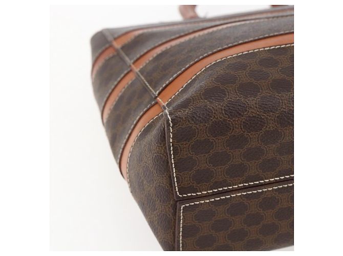 Céline Borsa a mano in tela Macadam CELINE in pelle PVC marrone oro Auth 170455 D'oro - vista 15
