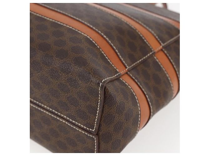Céline Borsa a mano in tela Macadam CELINE in pelle PVC marrone oro Auth 170455 D'oro - vista 16