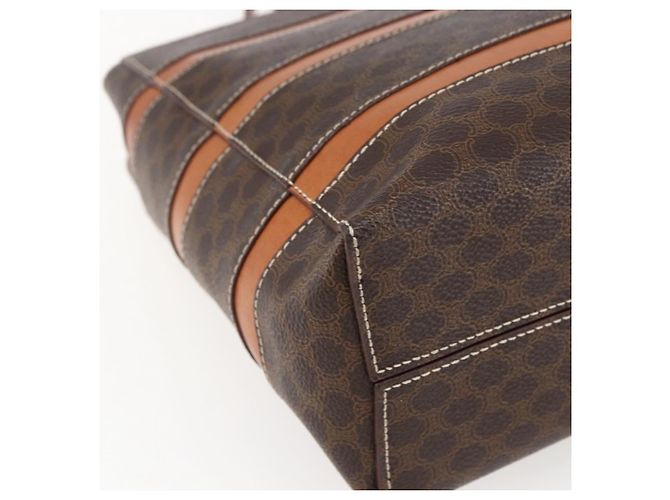 Céline Borsa a mano in tela Macadam CELINE in pelle PVC marrone oro Auth 170455 D'oro - vista 17