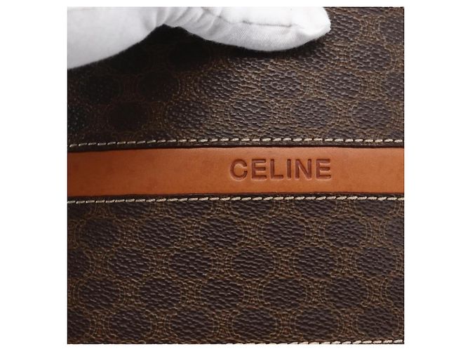 Céline Borsa a mano in tela Macadam CELINE in pelle PVC marrone oro Auth 170455 D'oro - vista 18