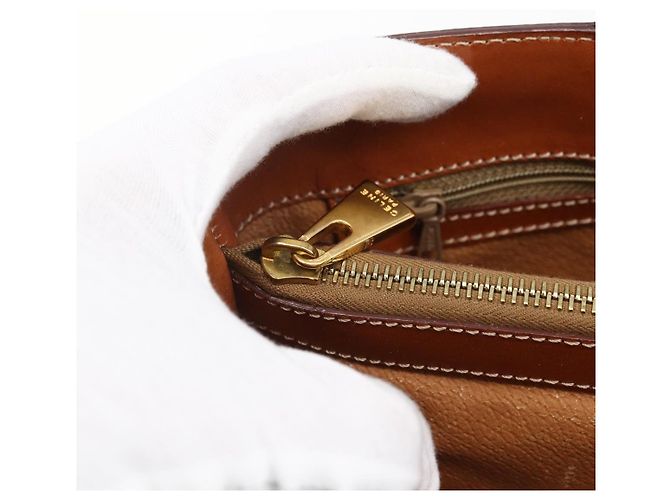 Céline Borsa a mano in tela Macadam CELINE in pelle PVC marrone oro Auth 170455 D'oro - vista 19