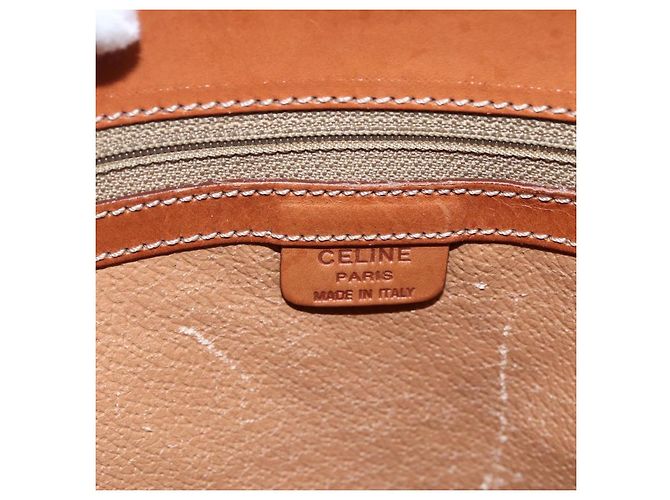 Céline Borsa a mano in tela Macadam CELINE in pelle PVC marrone oro Auth 170455 D'oro - vista 20