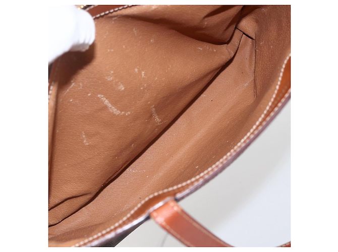Céline Borsa a mano in tela Macadam CELINE in pelle PVC marrone oro Auth 170455 D'oro - vista 24