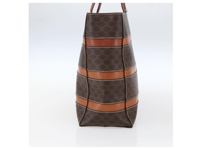 Céline Borsa a mano in tela Macadam CELINE in pelle PVC marrone oro Auth 170455 D'oro - vista 3