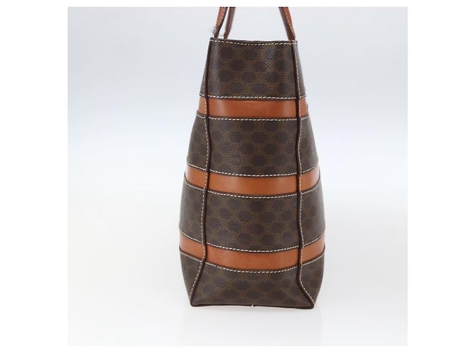 Céline Borsa a mano in tela Macadam CELINE in pelle PVC marrone oro Auth 170455 D'oro - vista 4