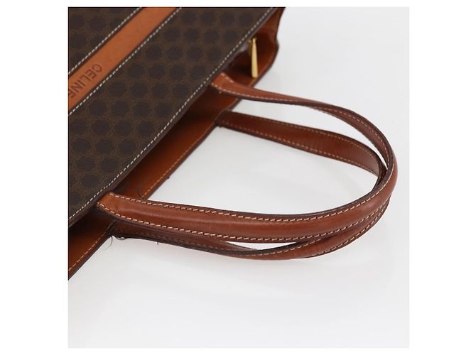 Céline Borsa a mano in tela Macadam CELINE in pelle PVC marrone oro Auth 170455 D'oro - vista 7