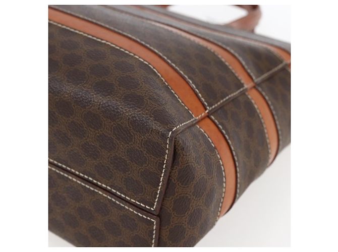 Céline Borsa a mano in tela Macadam CELINE in pelle PVC marrone oro Auth 170455 D'oro - vista 8