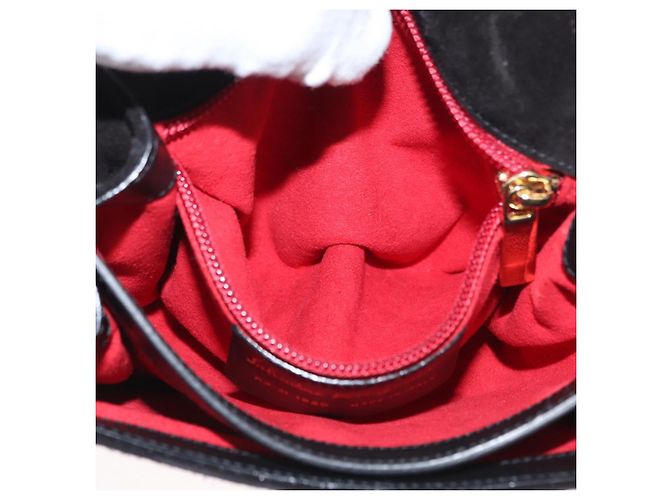 Borsa a Spalla Gancini in Pelle Scamosciata Nera e Oro Salvatore Ferragamo Auth 149888V Nero D'oro - vista 24