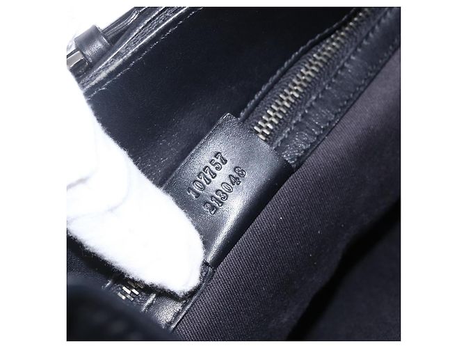 Borsa a mano in tela GG Gucci Nera Argento 107757 Auth 170302 Nero - vista 12