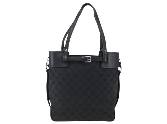Borsa a mano in tela GG Gucci Nera Argento 107757 Auth 170302 Nero - vista 13