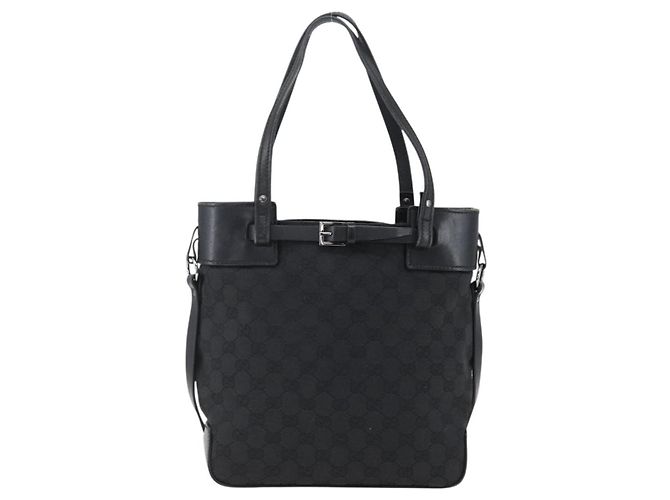 Borsa a mano in tela GG Gucci Nera Argento 107757 Auth 170302 Nero - vista 2