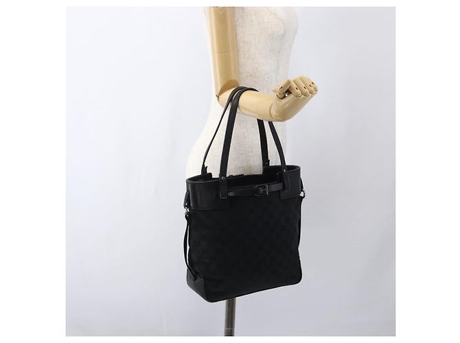 Borsa a mano in tela GG Gucci Nera Argento 107757 Auth 170302 Nero - vista 21