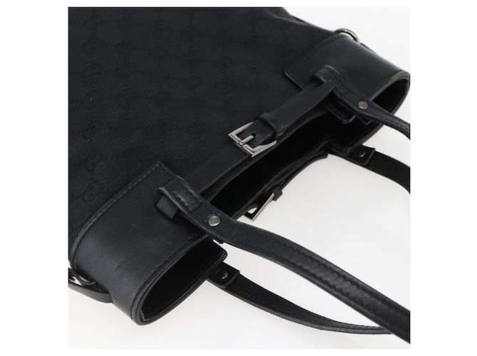 Borsa a mano in tela GG Gucci Nera Argento 107757 Auth 170302 Nero - vista 6