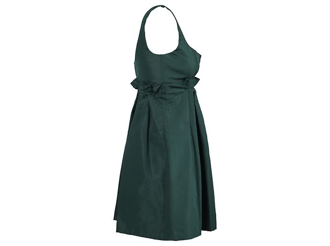 Prada Grüne Mini-Kleid Mit Kontrastierendem Falteneinsatz - Ansicht 4