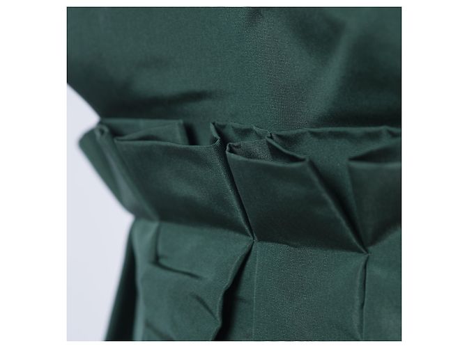 Prada Grüne Mini-Kleid Mit Kontrastierendem Falteneinsatz - Ansicht 5