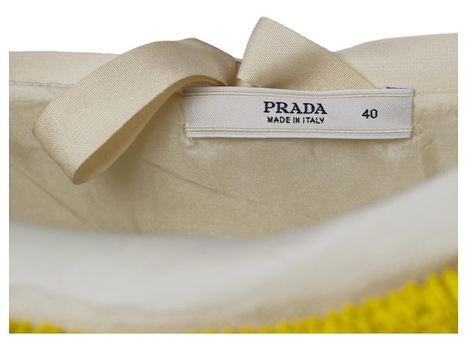 Prada Seidenmischungskleid mit gelben Perlendetails Beige - Ansicht 11