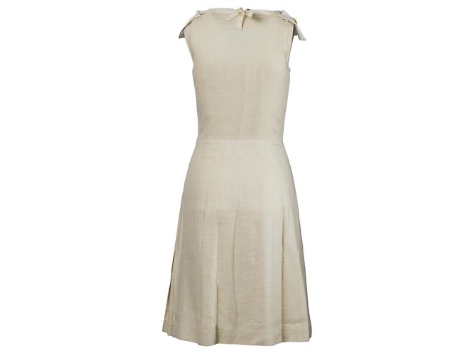 Prada Seidenmischungskleid mit gelben Perlendetails Beige - Ansicht 3