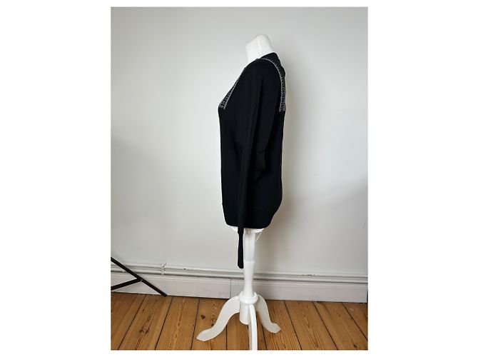 Vintage Jean Paul Gaultier V-Ausschnitt Wollpullover Schwarz 38/M - Ansicht 3