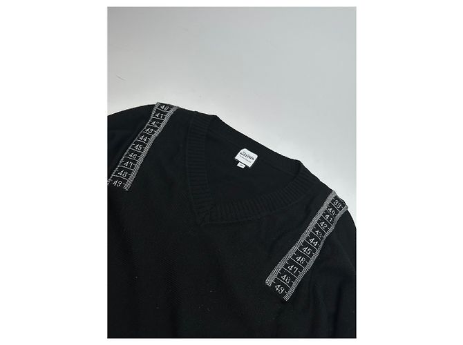 Vintage Jean Paul Gaultier V-Ausschnitt Wollpullover Schwarz 38/M - Ansicht 6