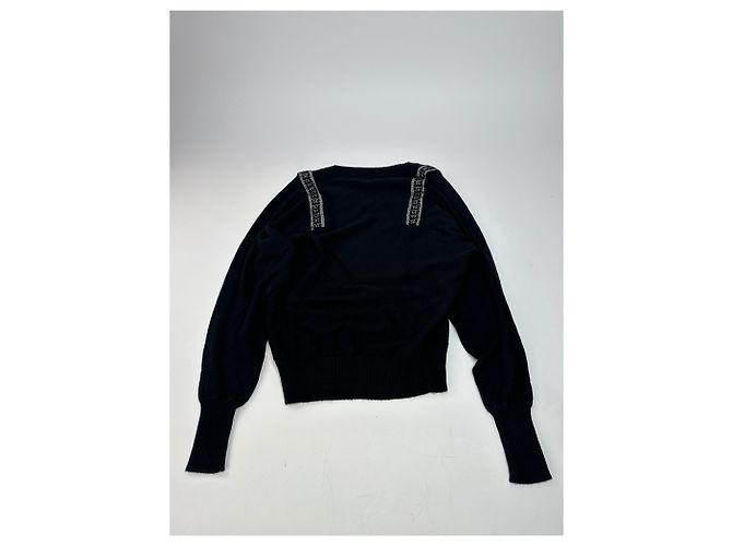 Vintage Jean Paul Gaultier V-Ausschnitt Wollpullover Schwarz 38/M - Ansicht 9