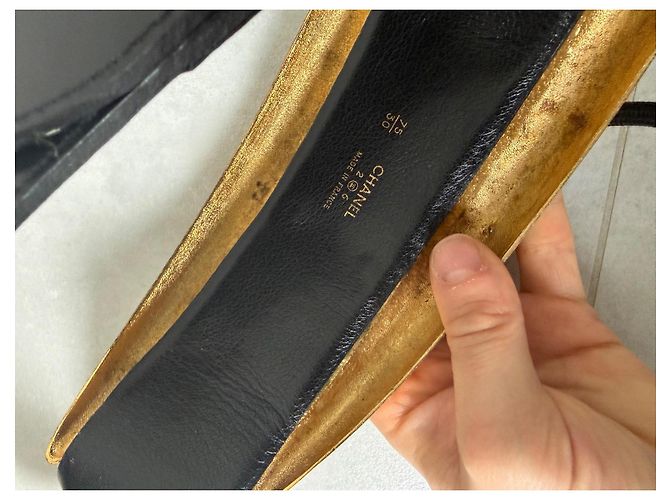 Chanel Boxing Plate Gürtel Schwarz Leder Gold Gold hardware - Ansicht 6