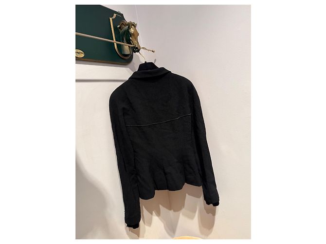 Chanel Jacke aus schwarzer Wolle mit Seidenfutter - Ansicht 6