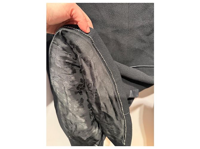 Chanel Jacke aus schwarzer Wolle mit Seidenfutter - Ansicht 7
