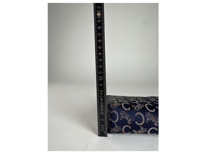 Céline Clutch Vintage Celine Paris Monogramma Blu Navy Bianco - vista 8