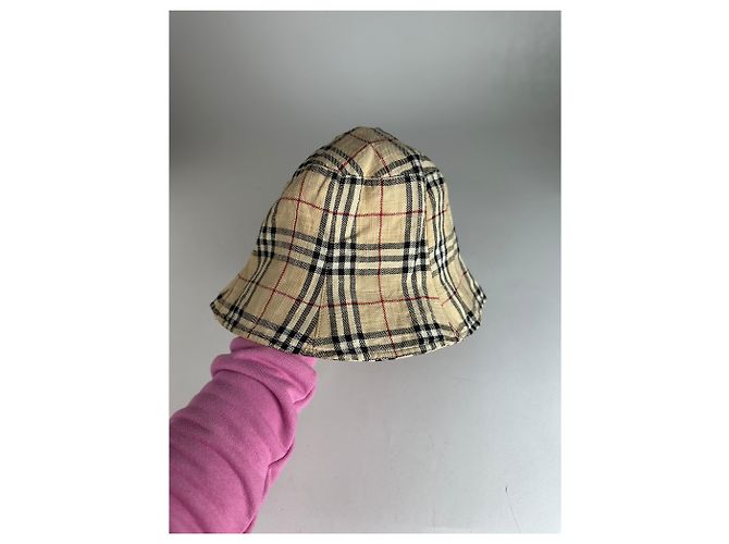 Cappello bucket vintage Burberry Nova Check Beige M - vista 4