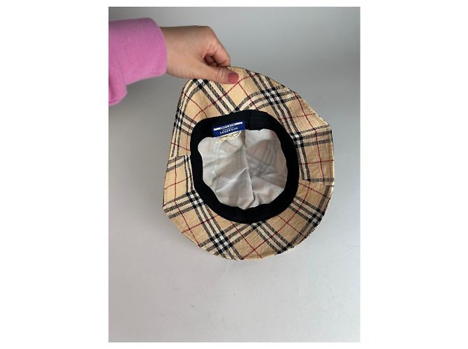 Cappello bucket vintage Burberry Nova Check Beige M - vista 5