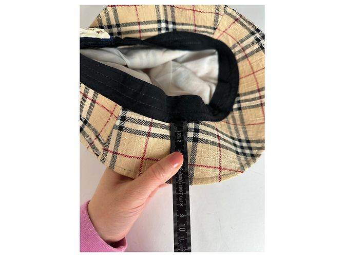 Cappello bucket vintage Burberry Nova Check Beige M - vista 7