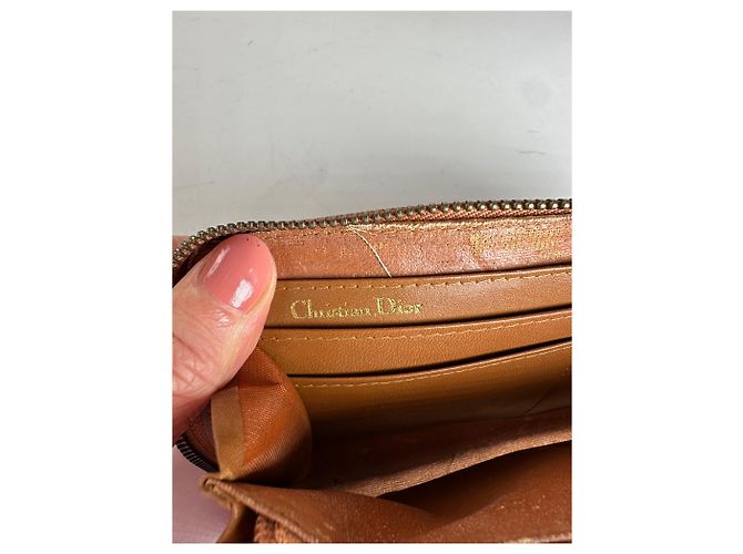 Vintage Dior Long Zippy Wallet Red Brown - view 5