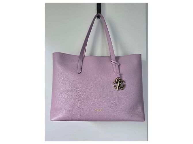 Borsa tote Roberto Cavalli in pelle grana lavanda Rosa Porpora - vista 5