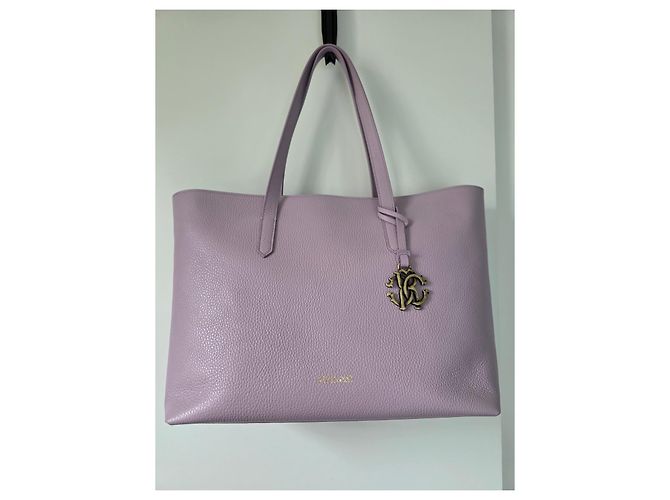Borsa tote Roberto Cavalli in pelle grana lavanda Rosa Porpora - vista 8