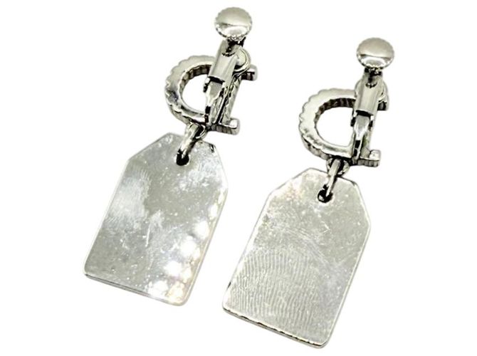 Orecchini in cristallo di strass argento e beige Christian Dior Couture - vista 10