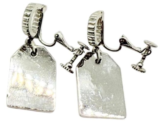 Orecchini in cristallo di strass argento e beige Christian Dior Couture - vista 11