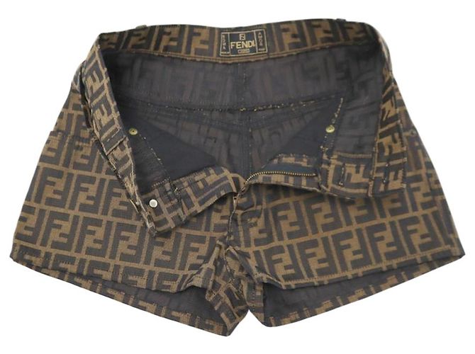 Fendi Zucca Logo braune Monogramm Mini-Shorts aus den 90ern - Ansicht 3