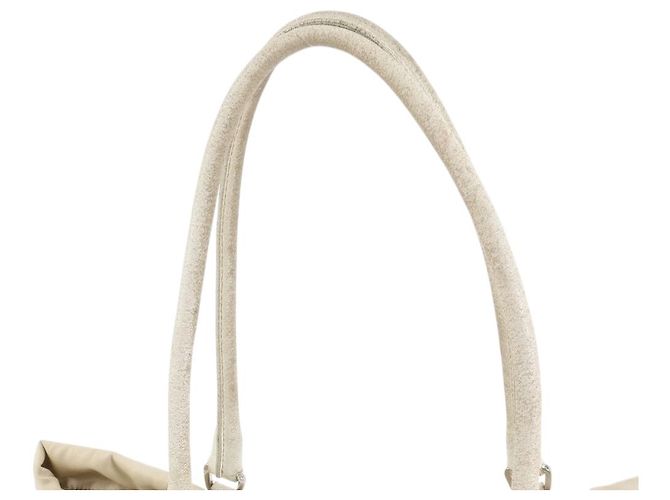 Borsa a spalla in nylon beige crema e pelle di vitello Prada - vista 3