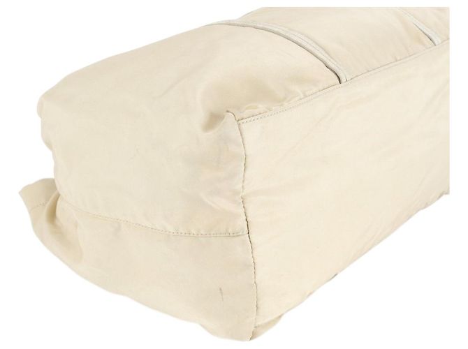 Borsa a spalla in nylon beige crema e pelle di vitello Prada - vista 5