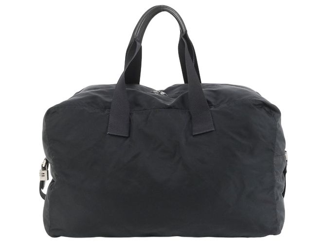 Borsa da viaggio Boston Duffle in nylon nero con logo Prada, 2 modi - vista 3