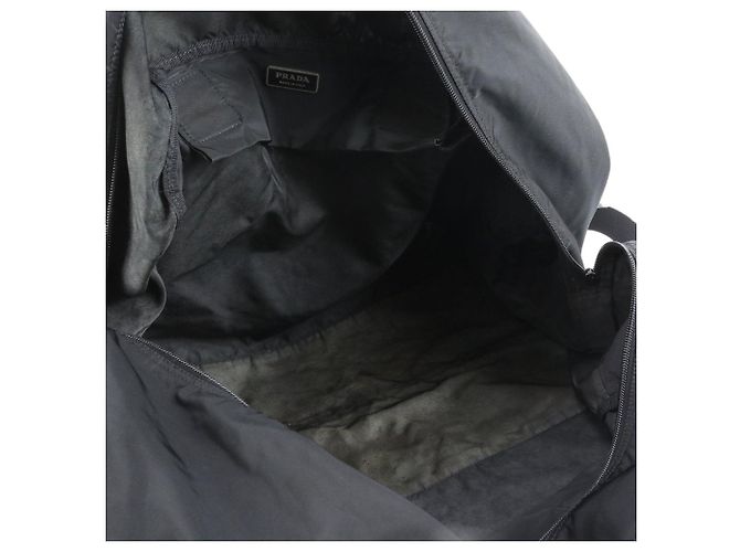 Borsa da viaggio Boston Duffle in nylon nero con logo Prada, 2 modi - vista 7