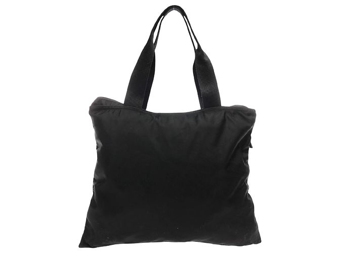 Bolsa Boston de nylon preto com logo Prada - vista 2