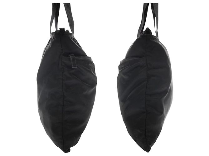 Bolsa Boston de nylon preto com logo Prada - vista 3