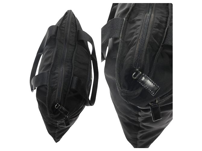 Bolsa Boston de nylon preto com logo Prada - vista 6