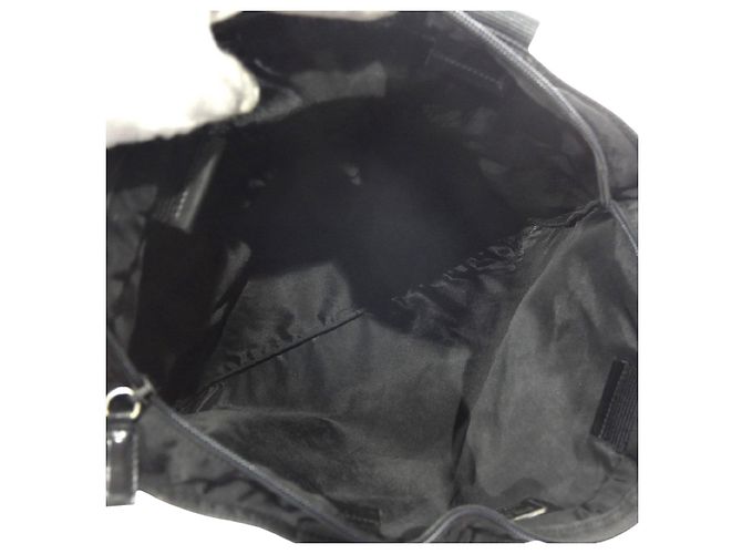 Bolsa Boston de nylon preto com logo Prada - vista 7