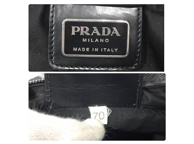 Bolsa Boston de nylon preto com logo Prada - vista 8